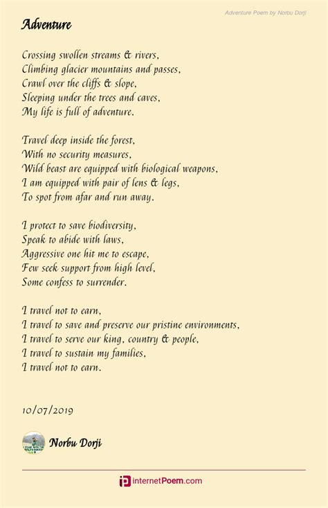 Adventure Poem By Norbu Dorji