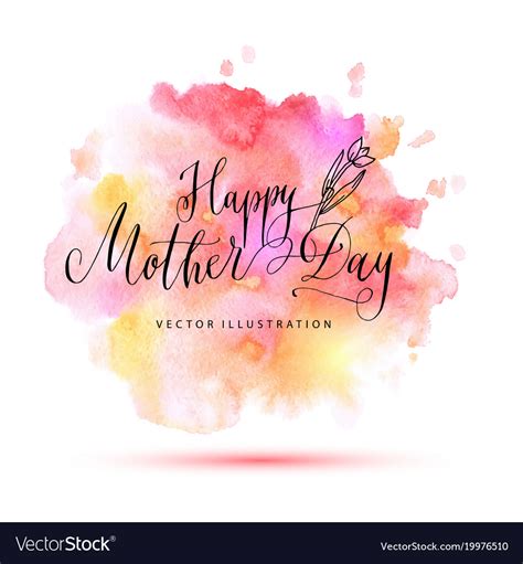 Happy Mother Day Watercolor Card Royalty Free Vector Image