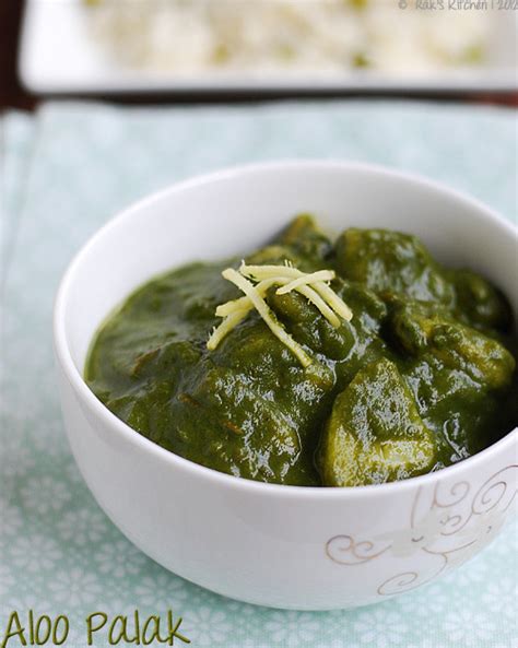 Aloo Palak Recipe Potato Spinach Gravy Raks Kitchen