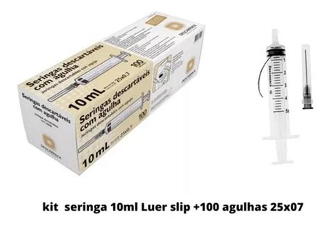 Seringa Descartável 10ml Agulha 25x0 7 Luer Slip DESCARPACK