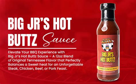 Amazon Big Jrs Hot Buttz Sauce 12oz Original Tennessee Barbecue Sauce Sweet Smoky