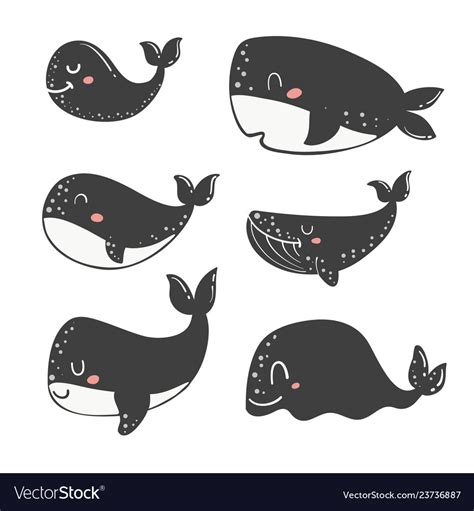 Cute Doodle Whale Royalty Free Vector Image VectorStock