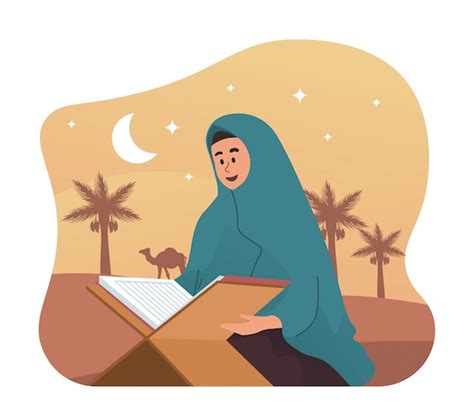 Premium Vector Muslim Woman Reading Holy Quran