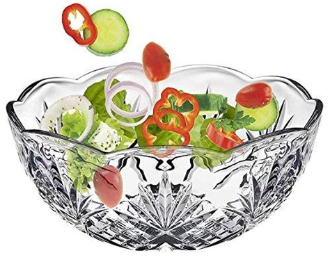 Elegant Crystal Clear Salad Bowl Glass Mixing Bowl All Purpose Round Le Raze By Gandl Decor Inc