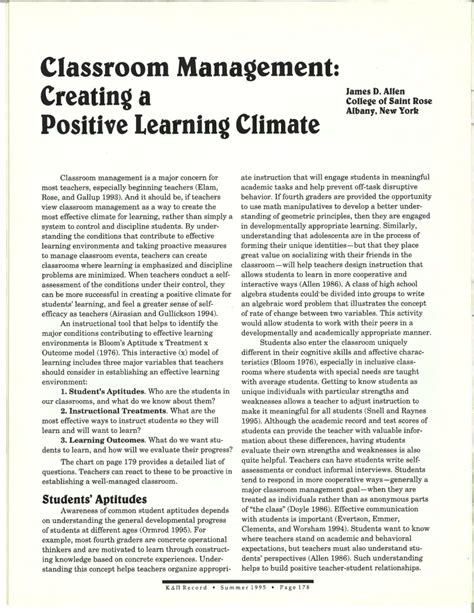 Pdf Classroom Management Creating A Positive Learning Climate