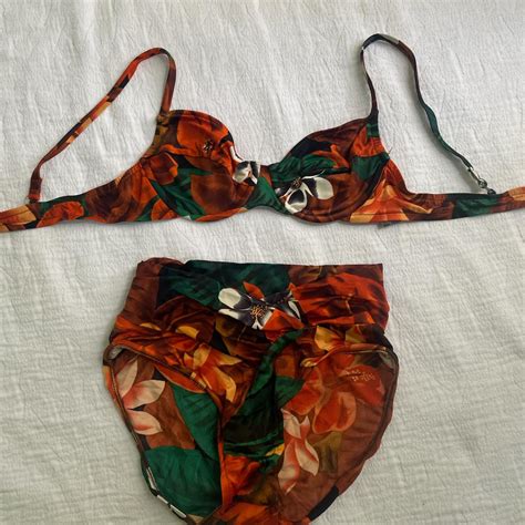 Vintage High Wasted Floral Bikini Depop