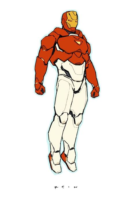 A Drawing Of Iron Man In Red And White With His Hands On His Hipss