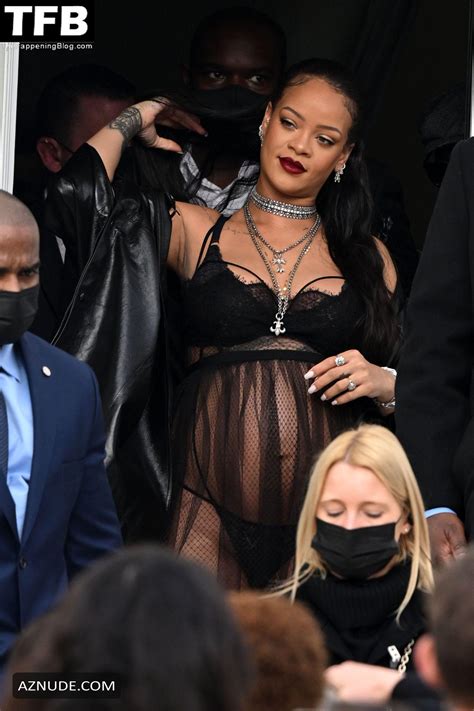 Rihanna Sexy Seen Flaunting Her Hot Tits At The Dior Fashion Show In Paris Aznude