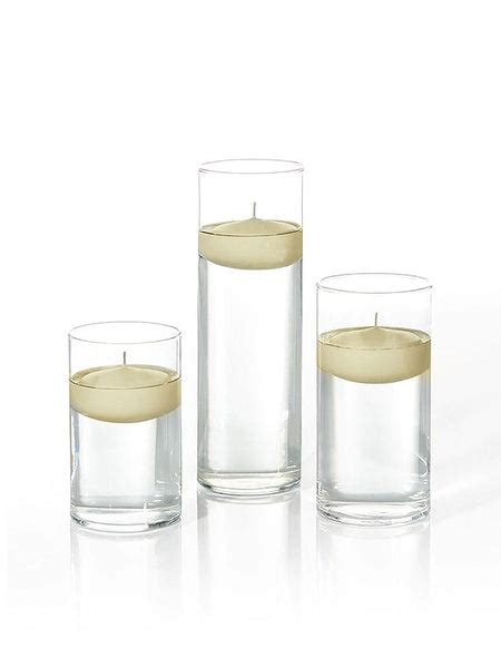 3 Floating Candles And Cylinder Vases Set Of 6 Yummicandles