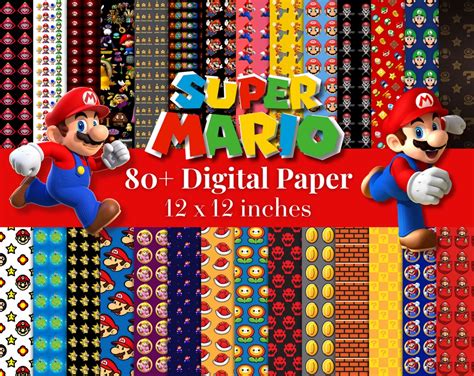 Super Mario Digital Paper Mario Bros Digital Paper Super Etsy M Xico