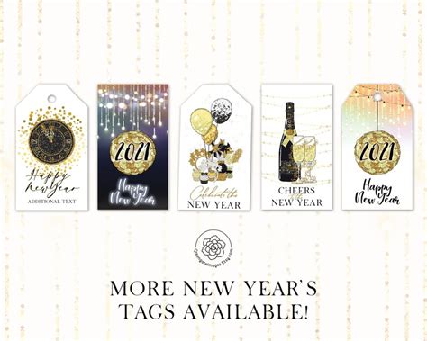 New Year S Gift Tag Editable In Corjl Party Printables Etsy