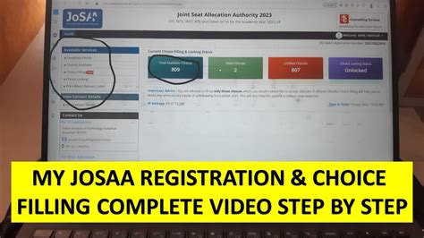 My Josaa Counselling Registration And Choice Filling Step By