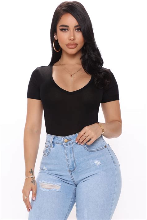 Favorite Tee Bodysuit Black Fashion Nova Basic Tops And Bodysuits Fashion Nova