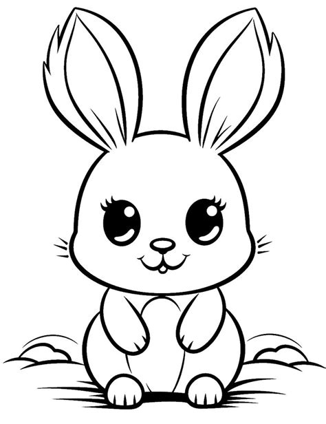 Kawaii Bunny With Big Eyes Coloring Page An Overly Cute Bunny With