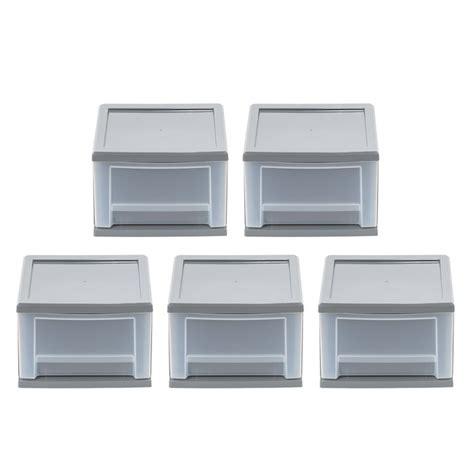 Iris 5 Pack Gray Stackable Plastic Storage Drawer 5 83 In H X 12 76 In