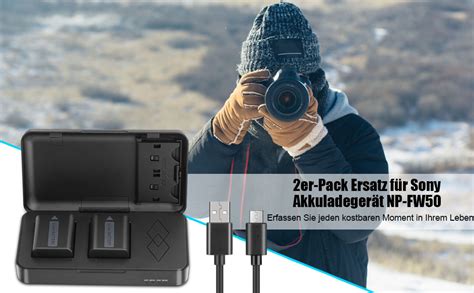 JYJZPB NP FW50 1300mAh Ersatz Akku und FW50 Akku Ladegerät für Sony