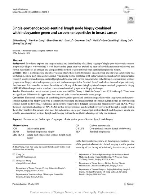 Pdf Single Port Endoscopic Sentinel Lymph Node Biopsy Combined With