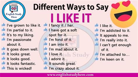 Different Ways To Say I Like It English Study Here English Study