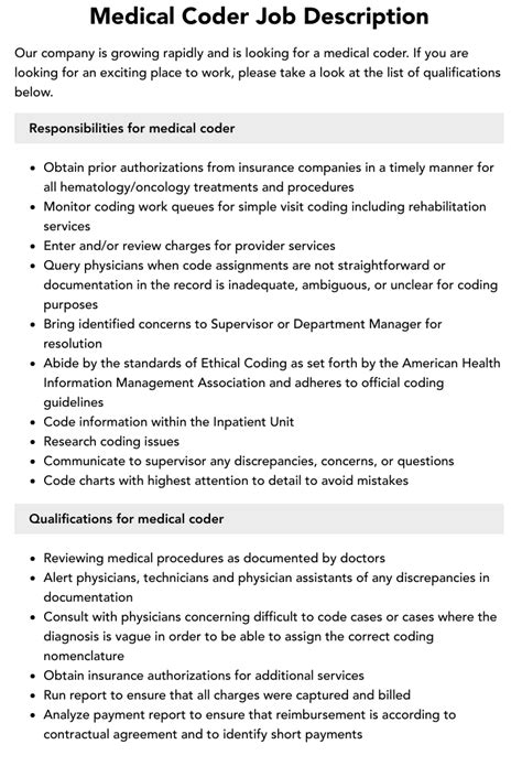 Medical Coder Job Description Velvet Jobs