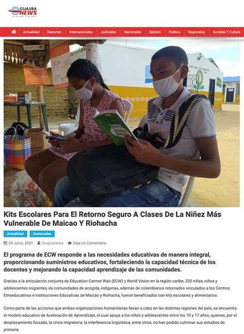 ara El Retorno Seguro A Clases De La Niñez Más Vulnerable De Maicao Y