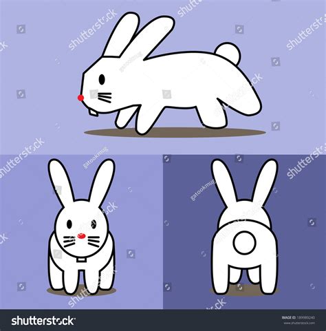 Rabbit Cartoon Pattern With Side View, Front View & Back View. Vector / Illustration - 189989240 ...