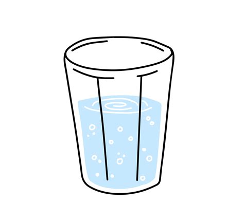 Vaso De Agua Bebida Refrescante Dibujos Animados De Contorno De