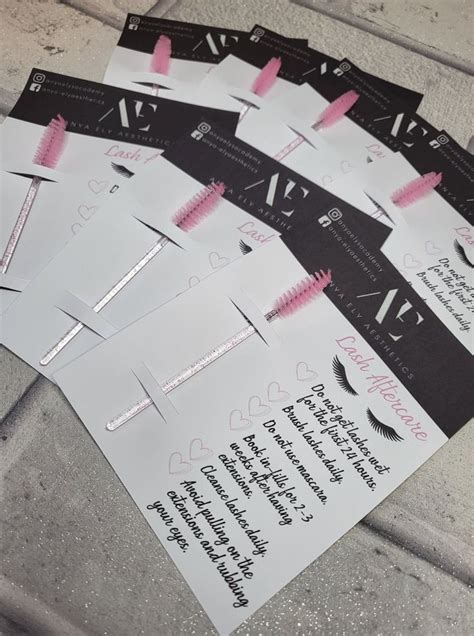 Lash Aftercare Cards Eyelash Extension Salon Aftercare Cards Eyelash