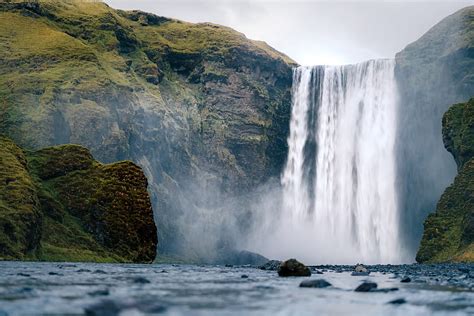 Waterfalls Skógafoss Waterfall Iceland Hd Wallpaper Peakpx