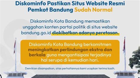 Sempat Diretas Diskominfo Kota Bandung Pastikan Website Resmi Kembali