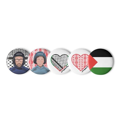 Gaza Press Set Of 5 Pin Buttons 100 Of Proceeds For Emergency Gaz