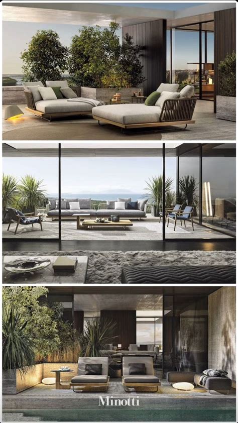 Three Different Views Of An Outdoor Living Room