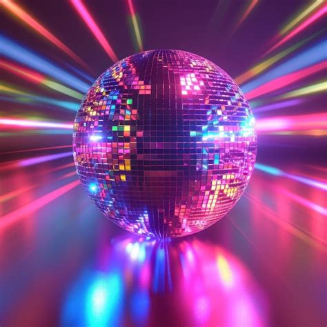 Premium Photo Vibrant Disco Ball Illuminated By Colorful Lights