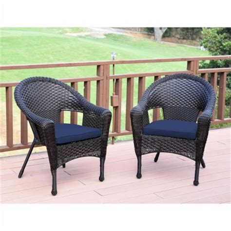 Jeco Wicker Patio Chair In Brown And Midnight Blue Set Of 2 1 Kroger