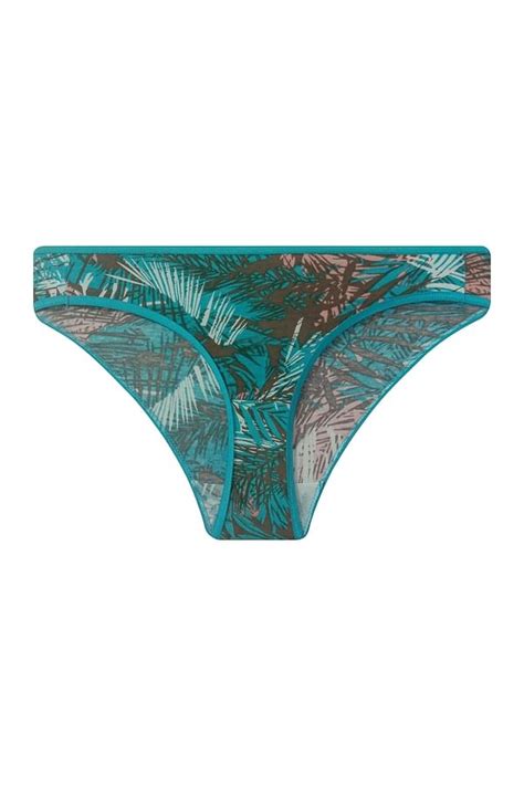 Buy Low Waist Leaf Print Bikini Panty In Turquoise Blue Cotton Online India Best Prices COD