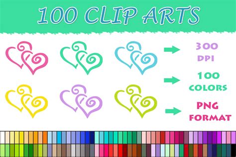 100 Double Heart Clip Art Graphic by SweetDesign · Creative Fabrica