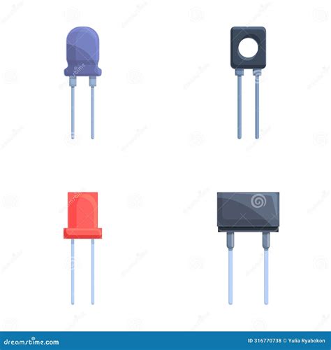 Various Capacitor Icons Set Cartoon Vector Capacitor And Transistor