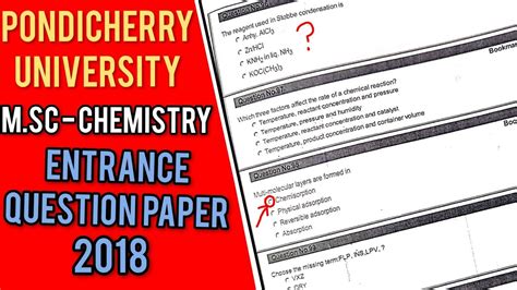 Pondicherry University Pg Entrance Question Paper Chemistry Pu