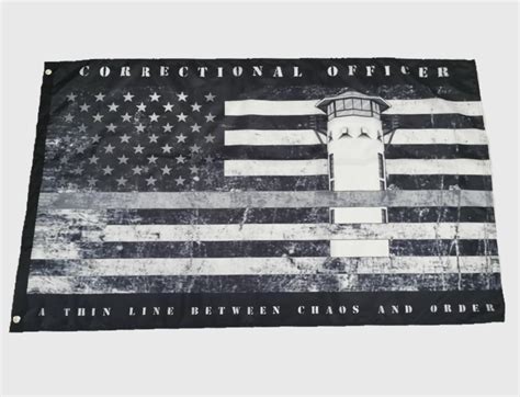 Distressed Correctional Officer Thin Gray Line Flag Guard Etsy