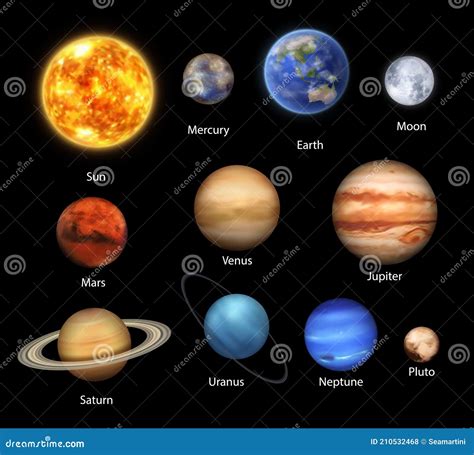 Planetas Del Sistema Solar Conjunto Realista De Espacio Ilustración del