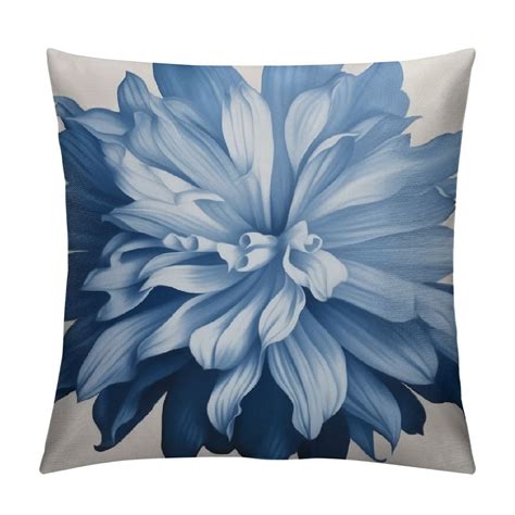 Hengt Light Blue Flower Throw Pillow Cover Dahlia Flower Decorative Throw Pillow Covers Pillow