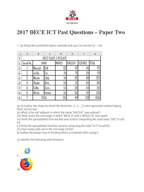 2017 Bece Ict Past Questions Pdf