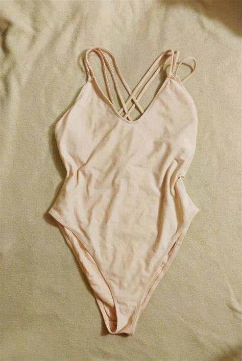 FOREVER 21 NUDE TRIPLE CROSSBACK ONE PIECE SWIMSUIT Women S Fashion