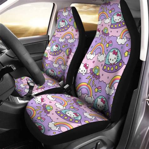 Hello Kitty Cute UFO And Rainbow Pattern Car Seat Covers - Mugteeco