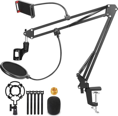 Suporte De Microfone Suspens O Ajust Vel Mic Boom Arm Scissor Arm