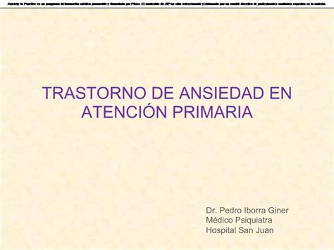 Ppt Trastorno De Ansiedad En Atenci N Primaria Powerpoint