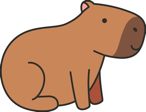 Cute Cartoon Capybara Vector Illustration Isolated On White Background