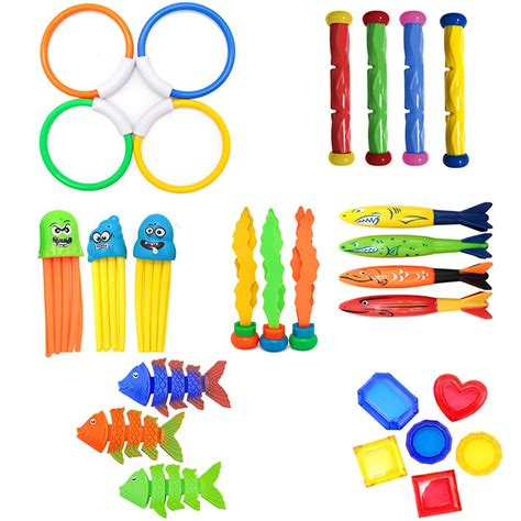 Lamuusaa 27Pcs Pool Toys, Diving Toys Kids Swimming Pool Toys with Pool ...