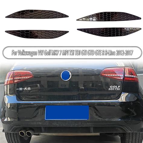 Gloss Black Rear Bumper Honeycomb Reflector For Volkswagen Vw Golf Mk