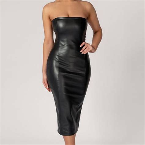 Idall Prom Dresses Formal Dresses Pu Leather Career Off The Shoulder