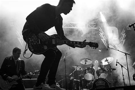 HD Wallpaper Grayscale Photo Of Man Playing Guitar On Stage Grayscale